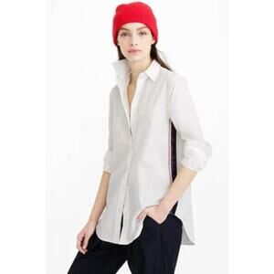 NWOT J. Crew White Button Down With Sequin Side-Stripe Shirt Size 6